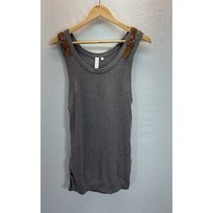 NEW MD SI-IAE Gray Knit Vest tank tunic embellished open knit Modern minimalist